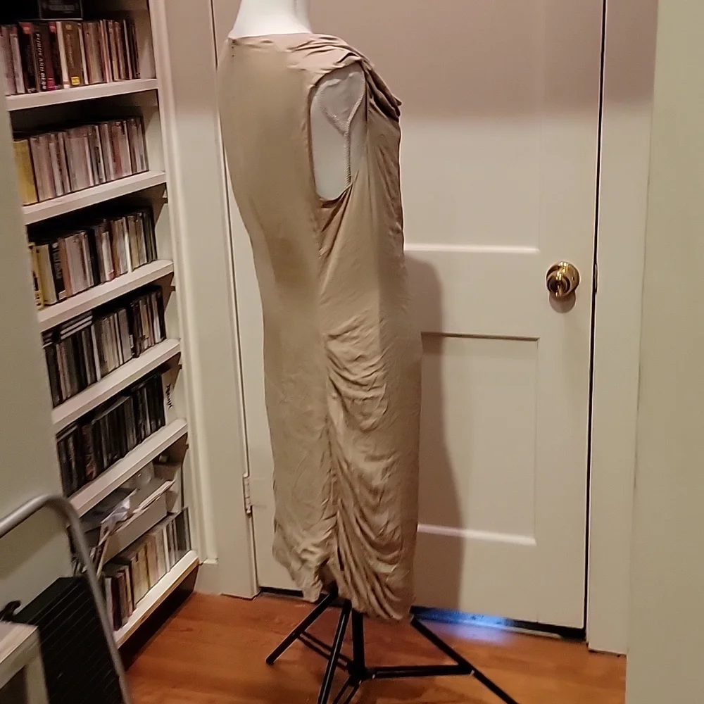 Allsaints Spitalfields Contour Dress in metallic Beige US 10 Japanese Cloth - Picture 9 of 13